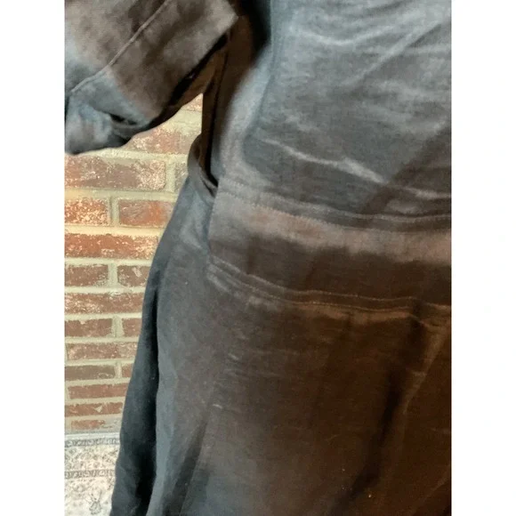 Lauren RL Fit and Flare Black Linen Button Front Belted Shirt Dress  Midi Sz L - Picture 11 of 12